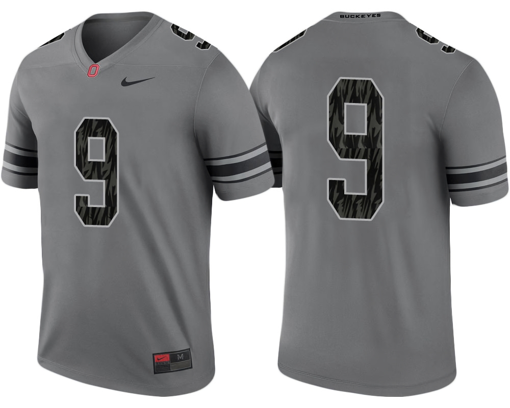 Ohio State Buckeyes Men's NCAA #9 Grey Alternate Legend Game College Football Jersey PZN3449LY